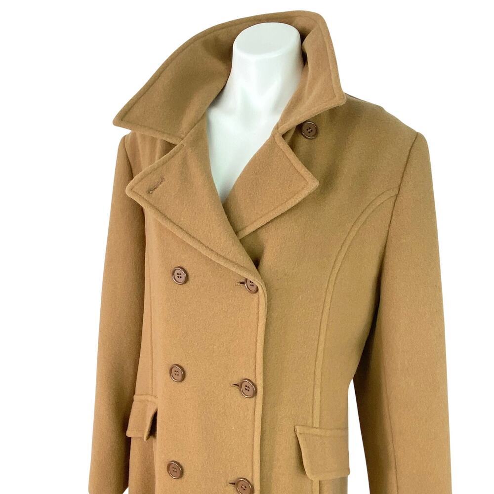 Vintage International Scene Camel Wool Long Double Breasted Maxi Coat Large - Picture 3 of 14